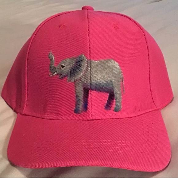 Hand-Painted Pink Elephant Baseball Hat - Picture 6 of 6